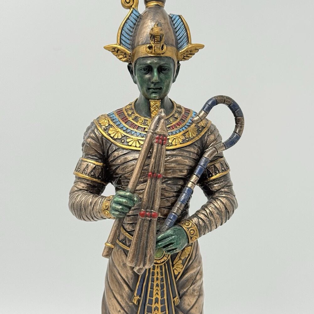10 3/8 Egyptian Osiris God of Dead Afterlife Flail & Crook Statue Bronze Finish - Picture 5 of 6